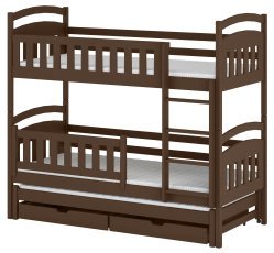 Etagenbett mit Zusatzbett Blanka – 80x200 cm – dunkelschokoladenfarben