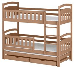 Etagenbett mit Zusatzbett Blanka – 90x190 cm – zimt