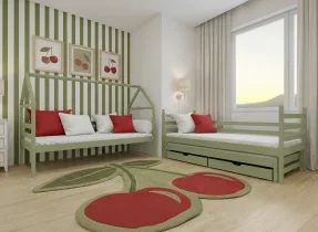 Lano - Etagenbett mit Zusatzbett Dalia – 90x190 cm – Oliv