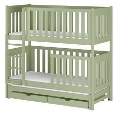 Etagenbett mit Zusatzbett Emilka – 80x160 cm – Oliv