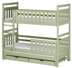 Etagenbett mit Zusatzbett Klara – 80x180 cm – Oliv