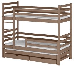 Etagenbett mit Zusatzbett Luk – 80x160 cm – milchschokoladenbraun