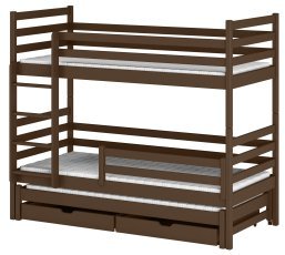 Etagenbett mit Zusatzbett Luk – 80x160 cm – dunkel schokoladenbraun
