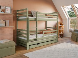 Etagenbett mit Zusatzbett Luk – 80x160 cm – oliv