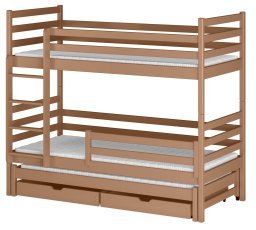 Etagenbett mit Zusatzbett Luk – 80x180 cm – zimt