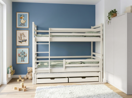 Etagenbett mit Zusatzbett Luk – 80x180 cm – creme