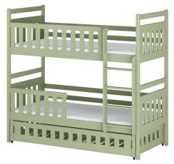 Etagenbett mit Zusatzbett Oliwia – 80x200 cm – Oliv