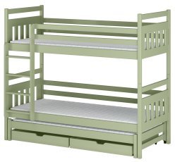 Etagenbett mit Zusatzbett Seweryn – 80x180 cm – Oliv
