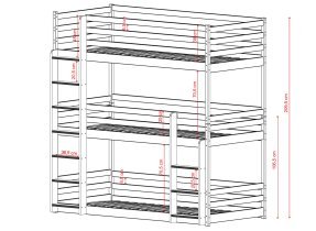 Lano - Etagenbett Ted für 3 Kinder – 80x180 cm – Zimt