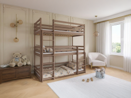 Etagenbett Ted für 3 Kinder – 80x180 cm – Milchschokoladenfarben