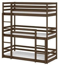 Etagenbett Ted für 3 Kinder – 90x200 cm – Dunkel schokoladenbraun