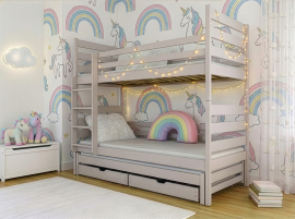 Etagenbett mit Zusatzbett Tomi – 80x160 cm – Kaschmir