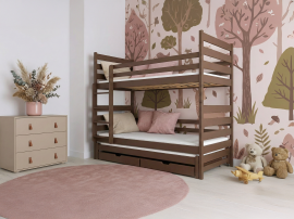 Etagenbett mit Zusatzbett Tomi – 90x190 cm – dunkel schokoladenbraun