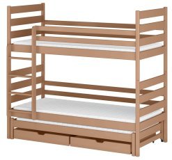 Etagenbett mit Zusatzbett Tomi – 90x200 cm – Zimt