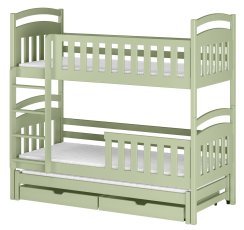 Etagenbett mit Zusatzbett Viki – 80x160 cm – Oliv