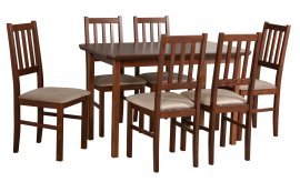 Esszimmer-Set Tisch Max 4 Nuss + 6 Stühle Bos 4 Nuss 27B