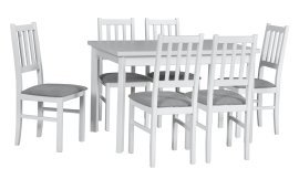 Esszimmer-Set Tisch Max 5 P Weiß + 6 Stühle Bos 4 Weiß 1B