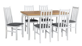 Esszimmer-Set Tisch Alba 5 Weiß/Artisan + 6 Stühle Bos 10 Weiß 8B Hyge 96