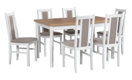 Esszimmer-Set Tisch Modena 1P Weiß/Artisan + 6 Stühle Bos 14 Weiß 27B