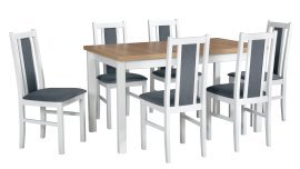 Esszimmer-Set Tisch Alba 2 Weiß/Grandson + 6 Stühle Bos 14 Weiß 2B