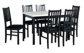 Esszimmer-Set Tisch Max 5 P Schwarz/Weiß + 6 Stühle Nilo 7 Schwarz 29B