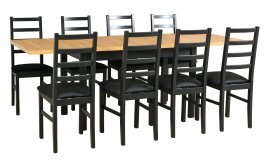 Esszimmer-Set Tisch Modena 1 XL schwarz/Grandson + 6 Stühle Nilo 8 schwarz 29B