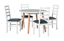 Esszimmer-Set Tisch Oslo 3 Weiß/Buche + 4 Stühle Nilo 8 Weiß 8B