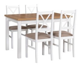 Esszimmer-Set Tisch Alba 1 Weiß/Grandson + 4 Stühle Nilo 10 Weiß 30B