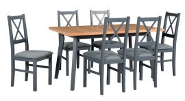 Esszimmer-Set Tisch Oslo 5 Graphit/Wotan + 6 Stühle Nilo 10 Graphit 16B