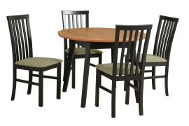 Esszimmer-Set Oslo 4 Schwarz/Eiche + 6 Stühle Milano 1 Schwarz 12B