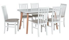 Esszimmer-Set Wenus 2 S Weiß/Eiche + 6 Stühle Milano 1 Weiß 30B