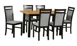 Esszimmer-Set Wenus 2S Schwarz/Eiche + 6 Stühle Milano 5 Schwarz 37A Aragon 93