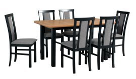 Esszimmer-Set Wenus 2 S Schwarz/Eiche + 6 Stühle Milano 7 Schwarz 15B