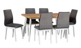 Esszimmer-Set Oslo 6 Weiß/Artisan + 6 Stühle Luna 1 Weiß 28B Kronos 22