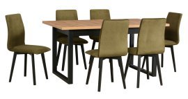 Esszimmer-Set Ikon 3 L Schwarz/Artisan + 6 Stühle Luna 2 Schwarz 17B