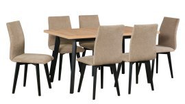 Esszimmer-Set Oslo 5 Schwarz/Artisan + 6 Stühle Luna 2 Schwarz 35A