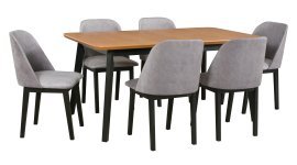 Esszimmer-Set Oslo 8 Schwarz/Eiche + 6 Stühle Monti 1 Schwarz 20B