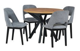 Esszimmer-Set Ikon 7 Schwarz/Artisan mit 4 Stühlen Monti 2 Grandson 37A