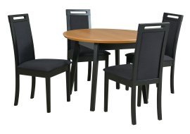 Esszimmer-Set Oslo 4 Schwarz/Eiche + 4 Stühle Roma 6 Schwarz 13B Neve 100