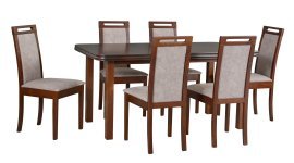 Esszimmer-Set Wenus 5 Nuss + 6 Stühle Roma 6 Nuss 25B Dora 22