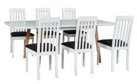 Esszimmer-Set Oslo 8 Weiß/Buche + 6 Stühle Roma 9 Weiß 13B
