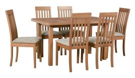 Esszimmer-Set Wenus 2 in heller Nussbaumoptik + 6 Stühle Roma 9 in heller Nussbaumoptik 35A Aragon 20