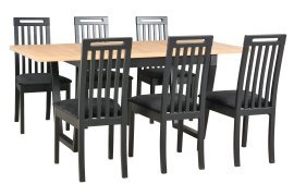 Esszimmer-Set Ikon 2 Schwarz/Artisan + 6 Stühle Roma 10 Schwarz 29B