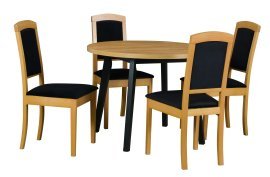 Esszimmer-Set Oslo 3 Schwarz/Grandson + 4 Stühle Roma 14 Grandson 29B