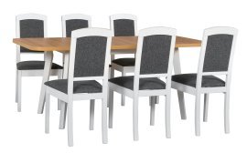 Esszimmer-Set Oslo 6 Weiß/Artisan + 6 Stühle Roma 14 Weiß 8B
