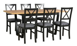 Esszimmer-Set Ikon 2 Schwarz/Wotan + 6 Stühle Milano 4 Schwarz 28B