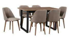 Esszimmer-Set Ikon 3 in Schwarz/Hellnuss + 6 Stühle Monti 3 in Hellnuss 30A