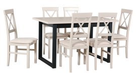 Esszimmer-Set Ikon 3 Schwarz/Cashmere + 6 Stühle Nilo 14 Cashmere 34A Aragon 03