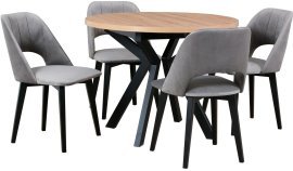 Esszimmer-Set Tisch Ikon 8 Artisan-Eiche + 4 Stühle Monti 4 Schwarz Riviera 91