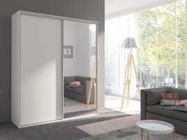 Kleiderschrank mit Schiebetüren mit Spiegel Grande 204 cm - weiß